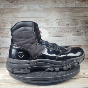 Galls Men Size 11.5W Black Patent Leather Duty Boots Combat 7 Eyelet Boots